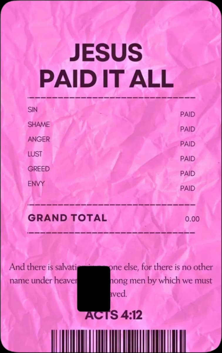 Jesus Paid It All · Pink