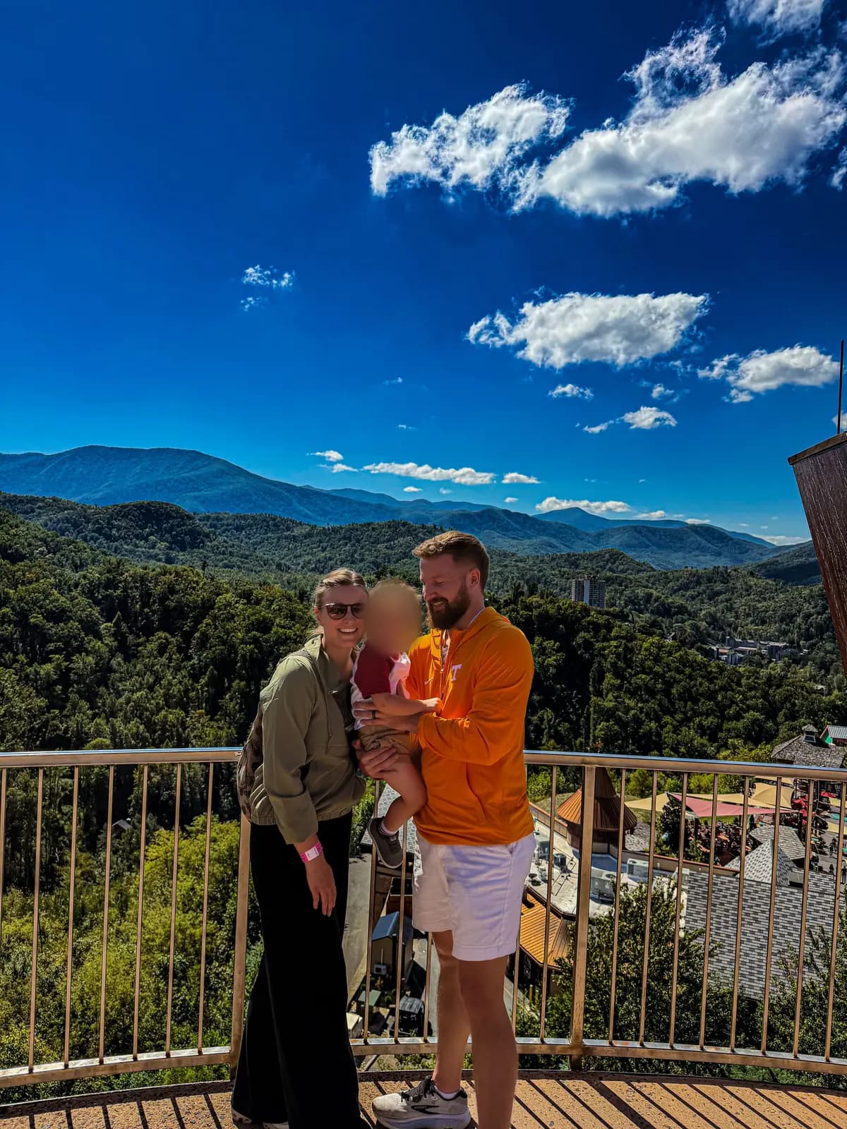 Ben, Rebecca and Caleb in front of the Smoky Mountains